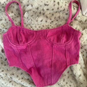 PrettyLittleThing Hot Pink Structured Bustier Crop Top